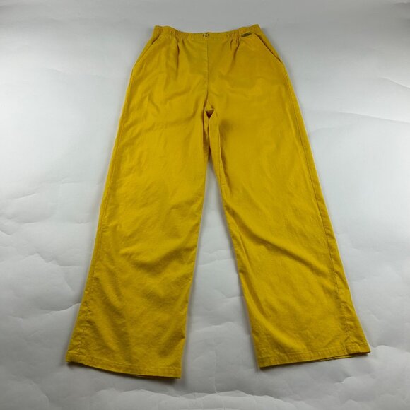 St. John Sport Nautical Yellow Linen Blend High Rise Wide Leg Pant S - Picture 1 of 6